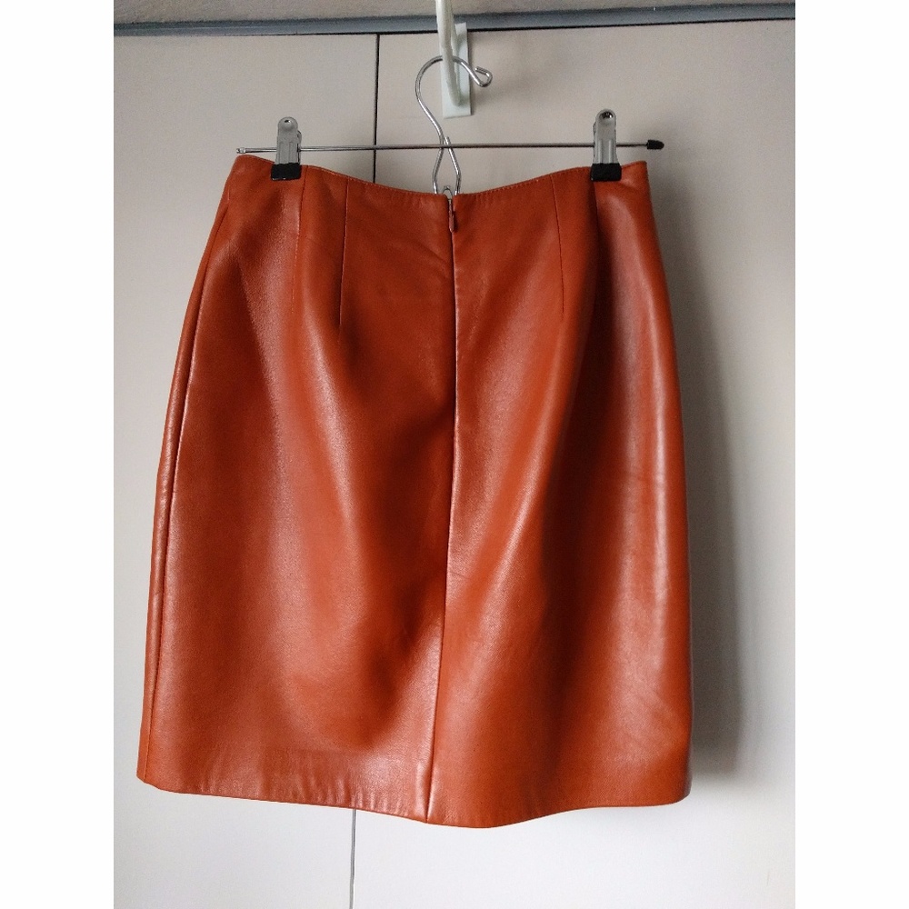 Vintage Ellen Tracy Genuine Leather Pencil Skirt - Picture 2 of 2